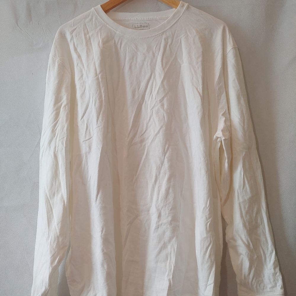 LL Bean White Long Sleeve T-Shirt XL